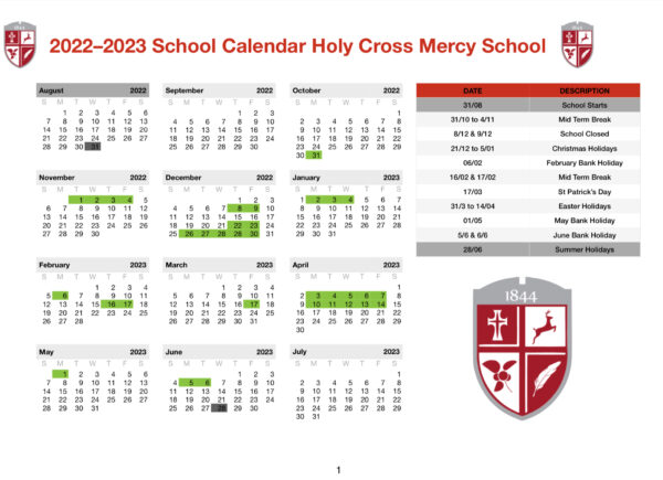 Calendar 2022-2023 - Holy Cross Mercy School